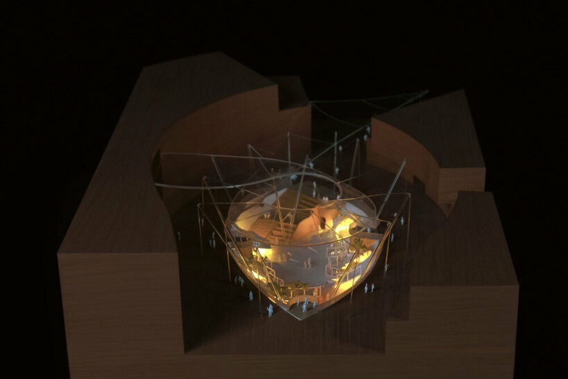 1:200 physical model of the floating courtyard | image by Qinrong Liu