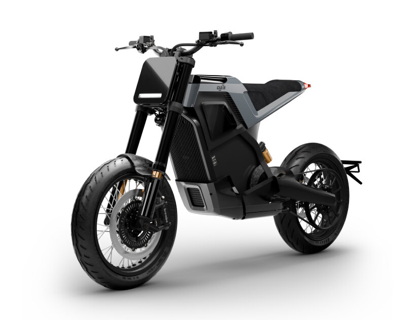 gearless electric motorcycle DAB 1 has recyclable battery buttons inspired by retro games