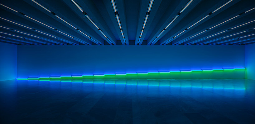 'dan flavin: dedications in lights' exhibition floods kunstmuseum basel with fluorescent hues - 3
