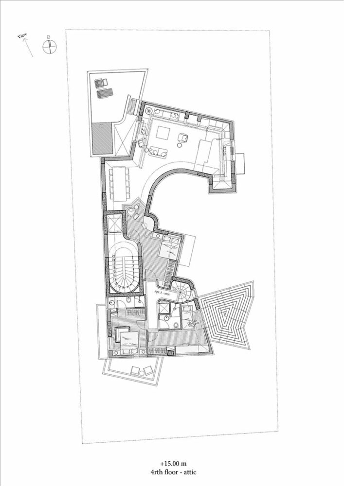 4th floor apartment with the attic area