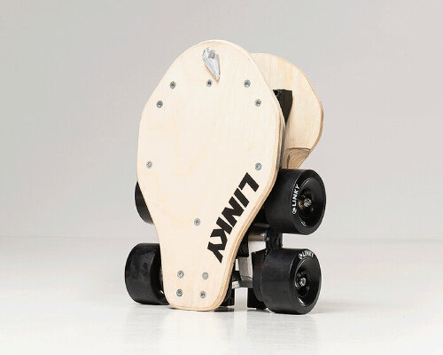 foldable electric longboard 'linky 2.0' can fit in a backpack or carry-on luggage