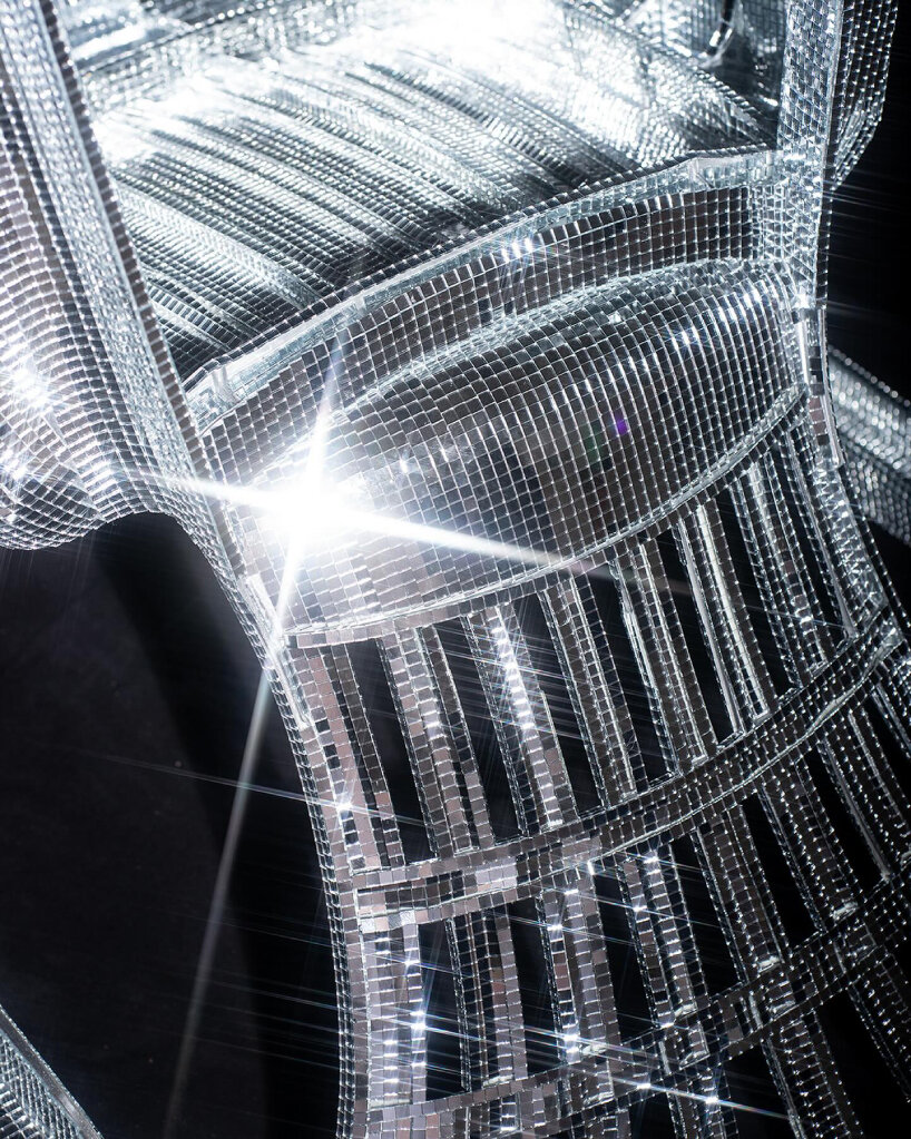 hfa studio glitter monobloc chair mosaic mirror tiles