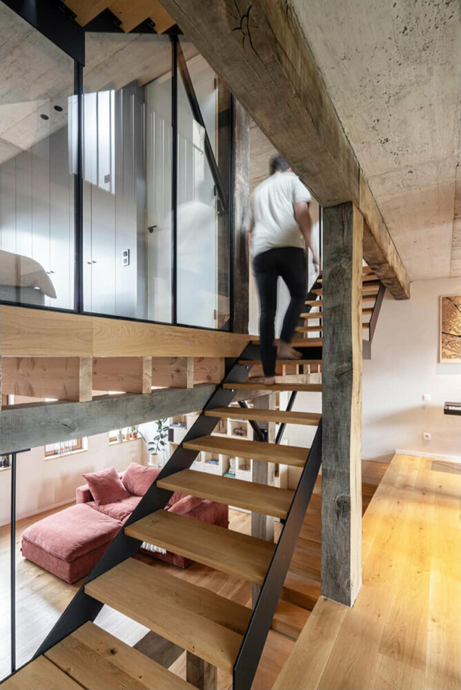 split-level construction maximizes space and light