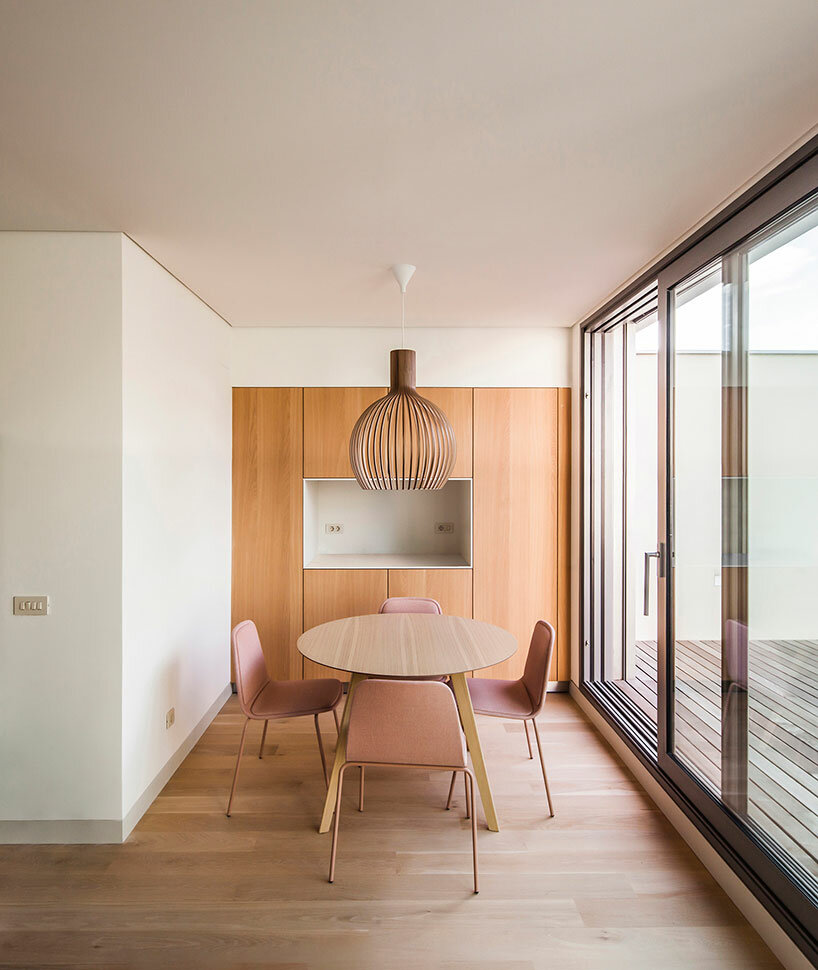 wood was chosen as the main material in the apartment's interior