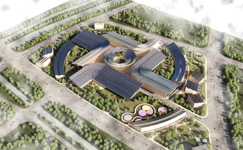 green spaces and winding volumes shape beta realities' radial hydrogen park in jinan