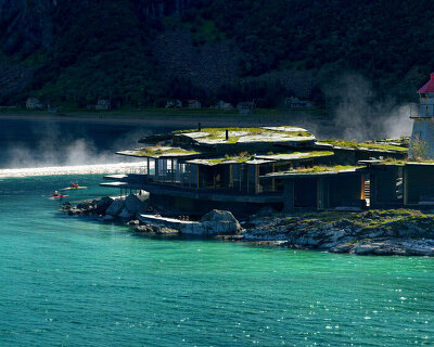 dorte mandrup's norrøna lodge echoes the coastal geology of arctic norway