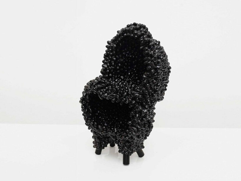Marlene Huissoud, Cocoon Cabinet #2, 2017, silkworm's cocoons, honeybee bio resin, wood