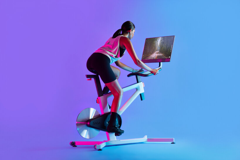 LAYER and saga's holographic exercise bike immerses riders in VR environments