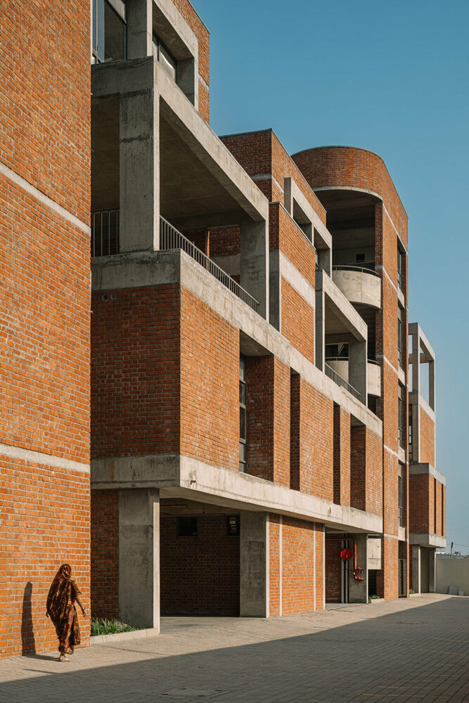 the facade articulates visual hierarchy and interest