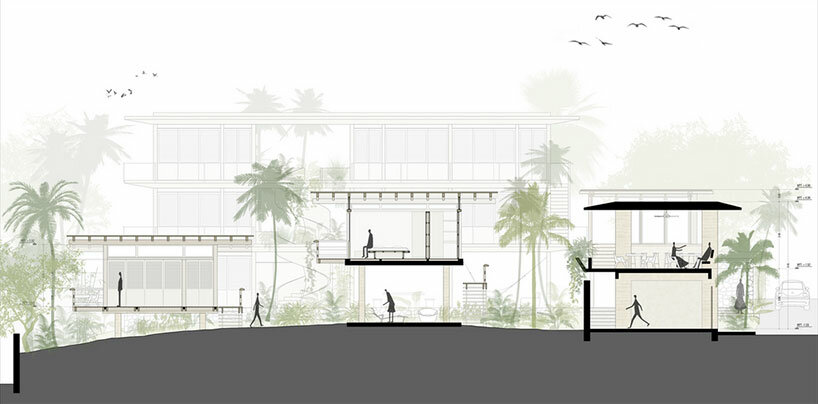 the project consists of three main volumes that generate a microclimate within the hotel | drawing by Jaques Studio
