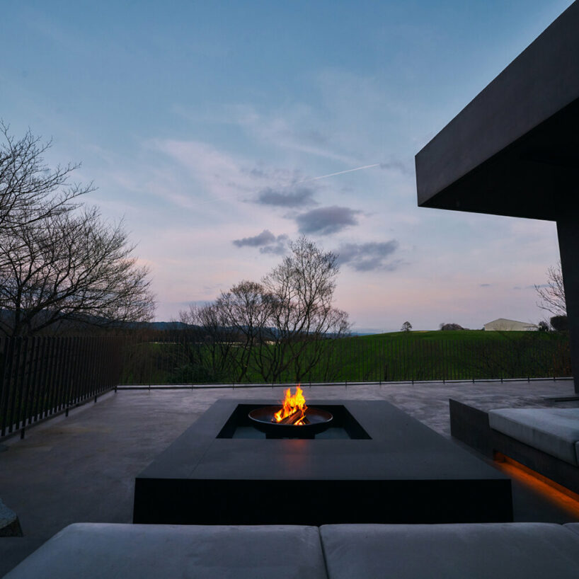 terrace with fireplace
