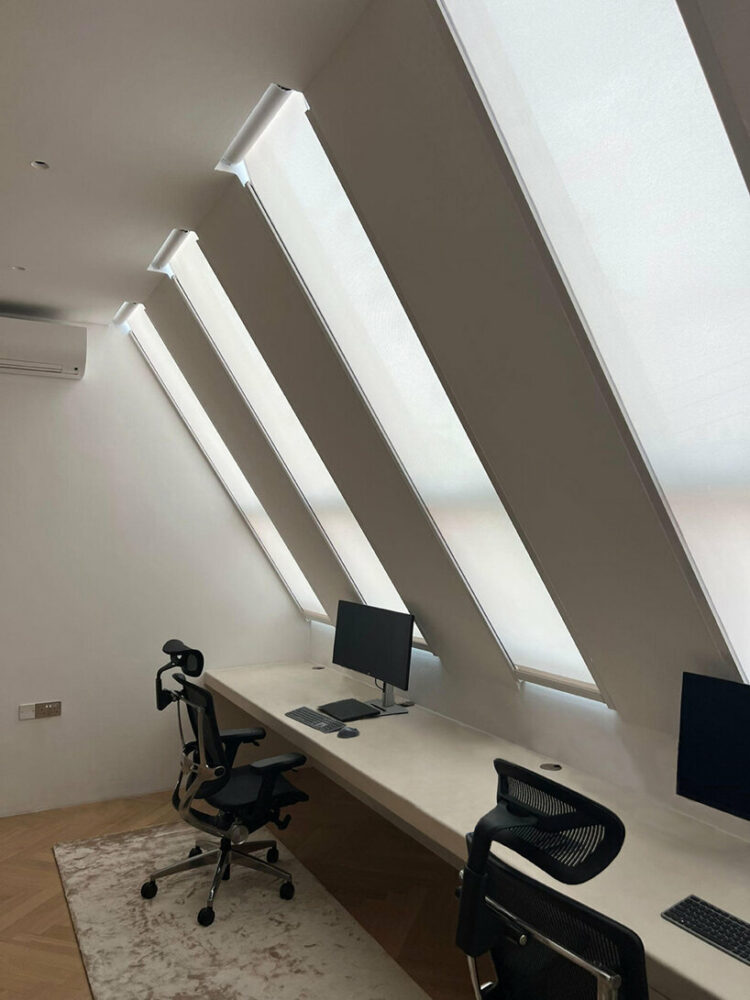 skylights in the study room fill the space with natural light