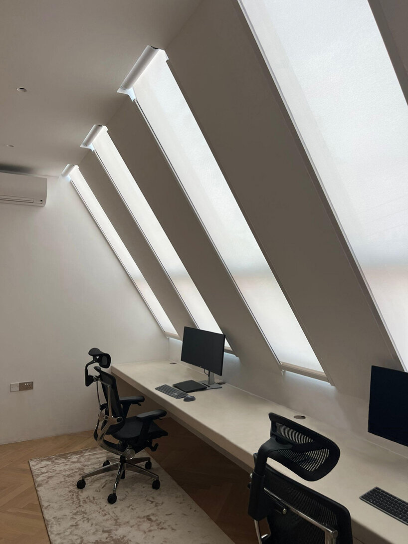 skylights in the study room fill the space with natural light