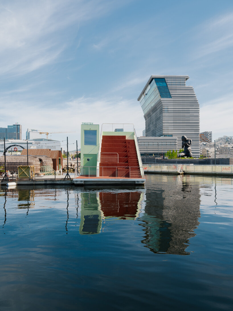 estudio herrero's trosten is oslo’s first floating sauna designed with accessibility in mind