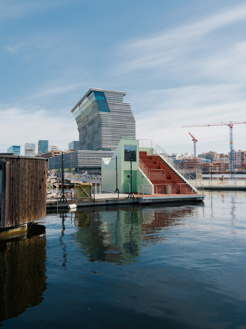 estudio herrero's trosten is oslo’s first floating sauna designed with accessibility in mind