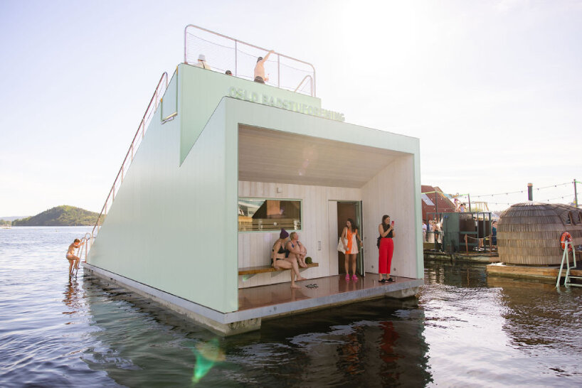 estudio herrero's trosten is oslo’s first floating sauna designed with accessibility in mind