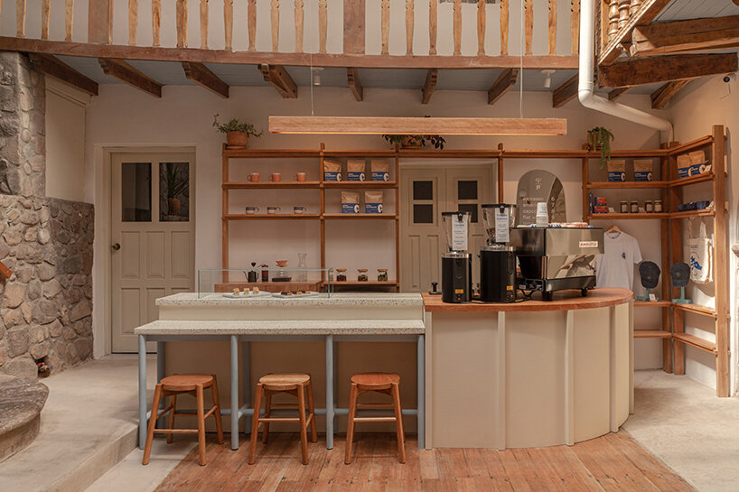 colonial peruvian house turns into women-led café featuring bespoke furniture