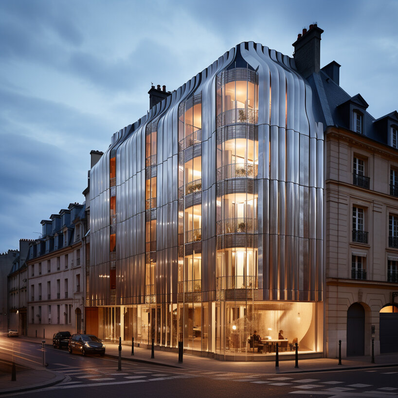 fluid aluminum panels soften the original solid appearance