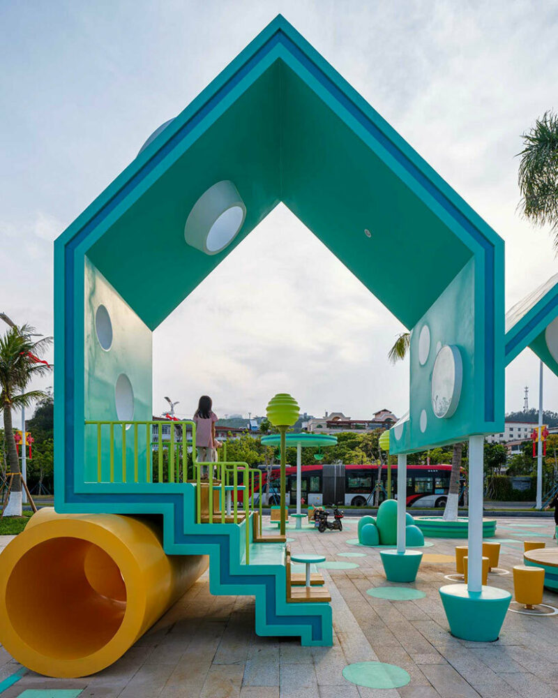 the structures also function as interactive handrails