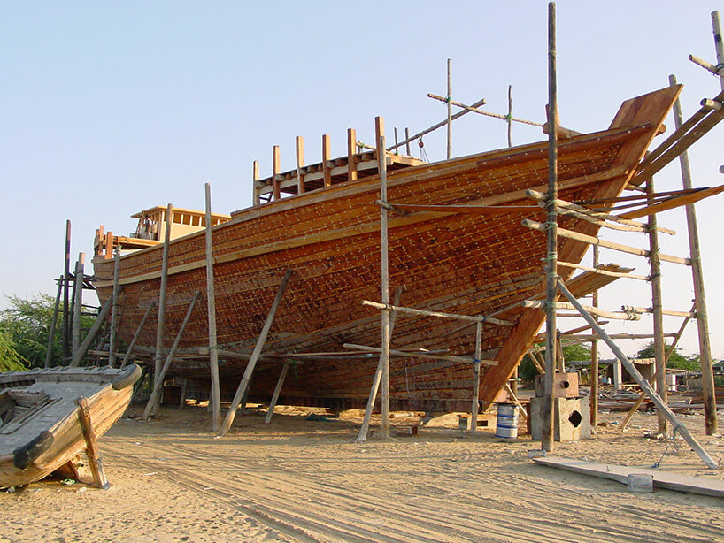 a ship under construction in India | image courtesy the National Pavilion of the Kingdom of Bahrain