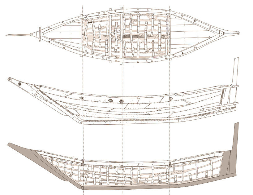 sewn planking involves fitting the wooden planks together tightly and sewing them together with natural cord image courtesy the National Pavilion of the Kingdom of Bahrain