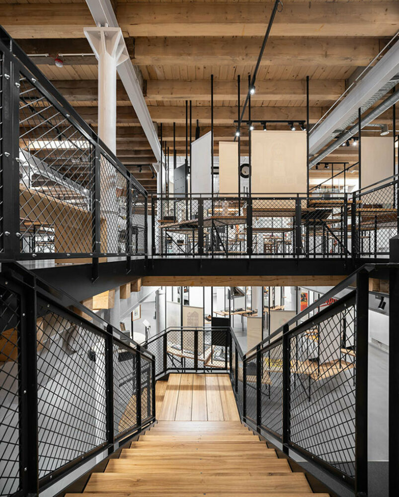 visitor circulation reflects the flowing motion of the mill’s former conveyor belts 