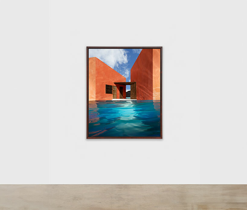 James Casebere, Patio with Blue Sky, 2024 framed archival pigment print mounted to Dibond paper: 57 3/4 x 46 3/4 framed: 60 9/16 x 49 9/16 x 2 1/4 inches | photo © James Casebere courtesy: the artist and Sean Kelly, New York/Los Angeles