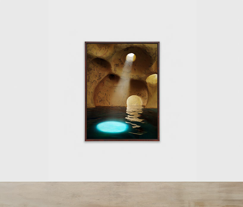 James Casebere, Cavern with Skylights V, 2024 framed archival pigment print mounted to Dibond paper: 63 3/8 x 46 3/4 inches framed: 66 3/16 x 49 9/16 x 2 1/4 inches | photo © James Casebere courtesy: the artist and Sean Kelly, New York/Los Angeles