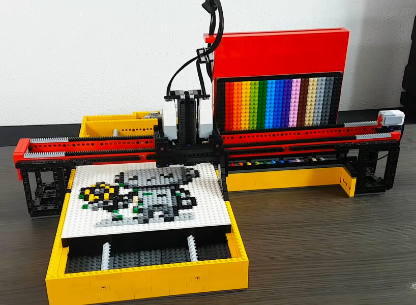robot printer LEGO pixel art openAI DALL-E 3