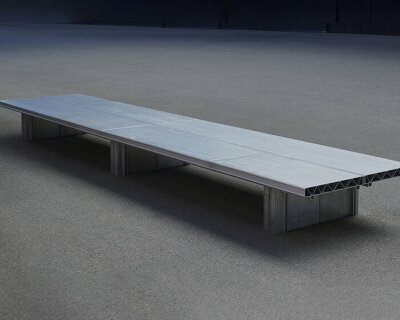 at art basel, studio luiz albisser repurposes fair material for wall devices & modular furniture