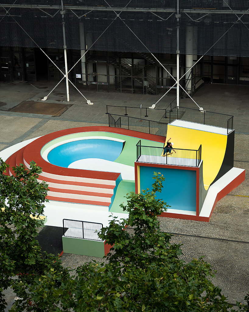 view from above of the skateable sculpture at Centre Pompidou's Piazza