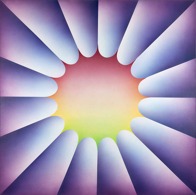 Judy Chicago Through the Flower 2, 1973. sprayed acrylic on canvas 60 x 60 in © Adagp, Paris, 2024 Collection Diane Gelon. © Judy Chicago/Artists Rights Society (ARS), New York | photo © Donald Woodman/Artists Rights Society (ARS), New Yor