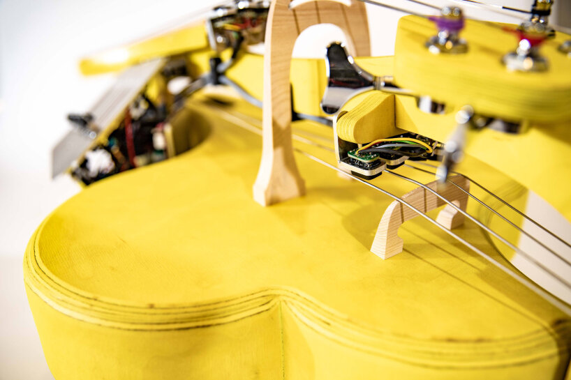 the cello-like and electro-acoustic string instrument has four main strings