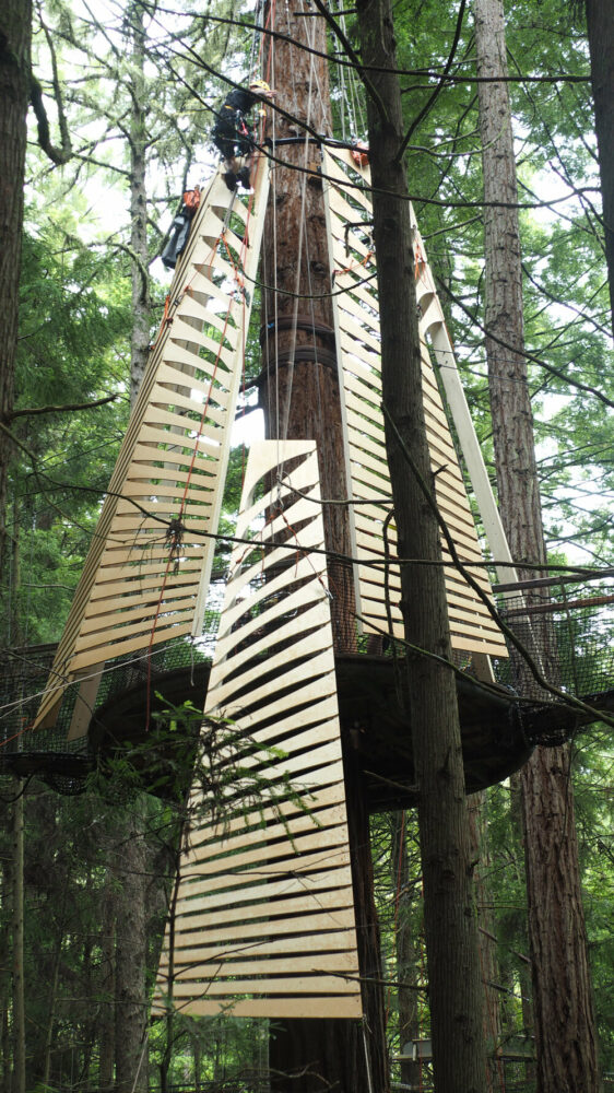 last of the upper panels is winched into place