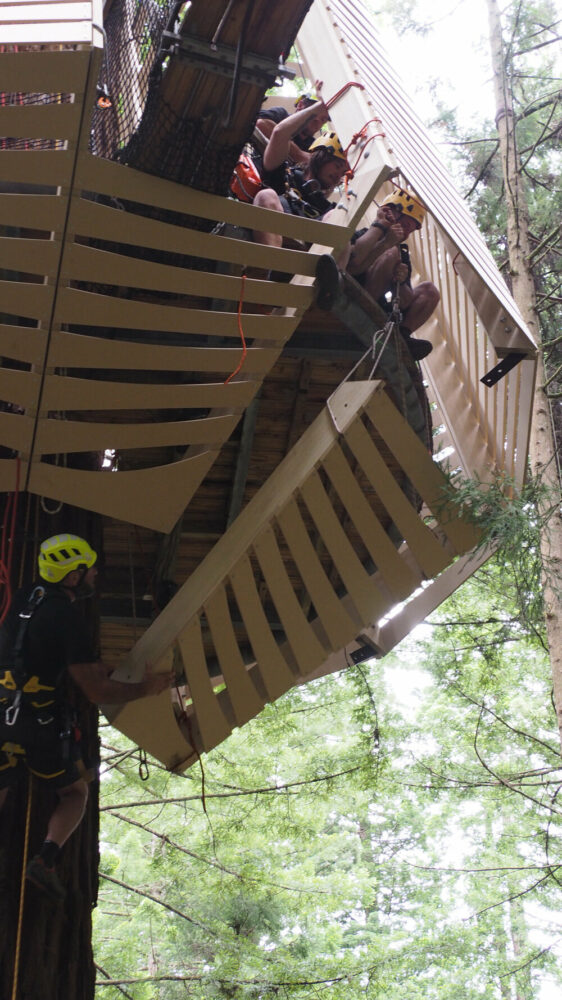 final lower panel is hoisted into place