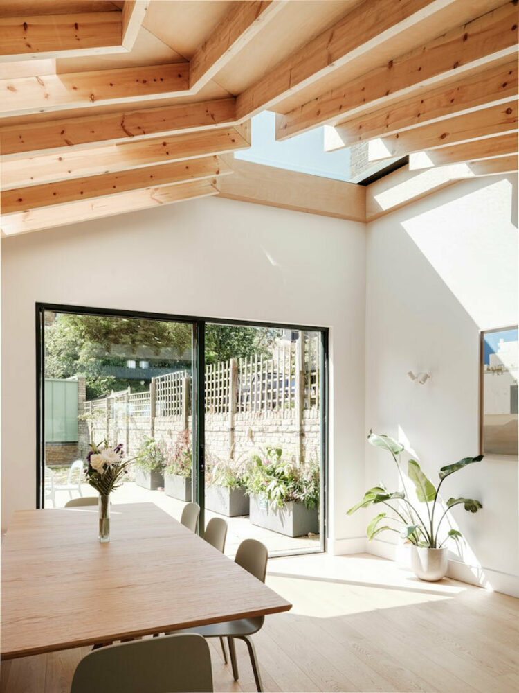 underfloor heating principles are applied to a double-height wall