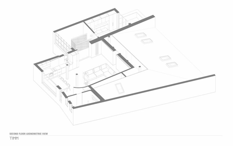 second floor plan, axonometric