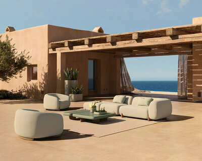 vondom’s outdoor milos collection mimics rocks smoothed by mediterranean winds & waves