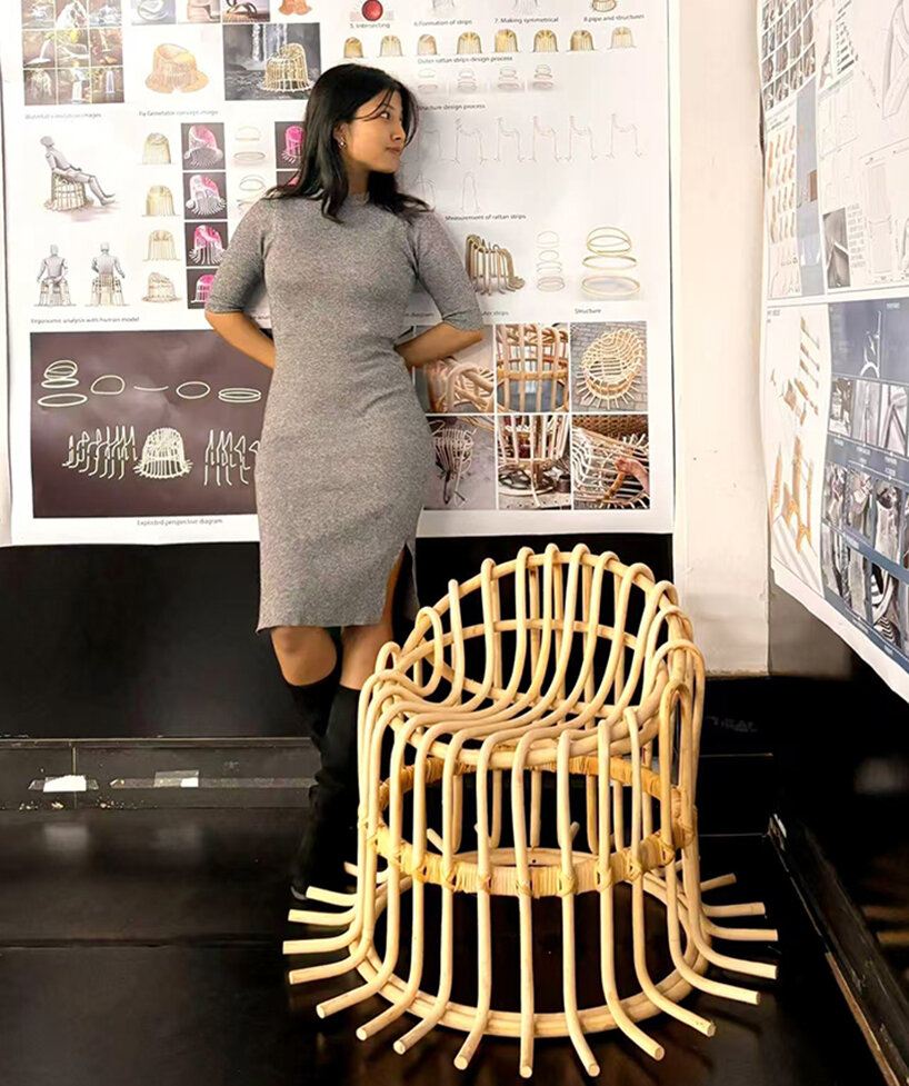 hot bending method was employed to shape the rattan with precision