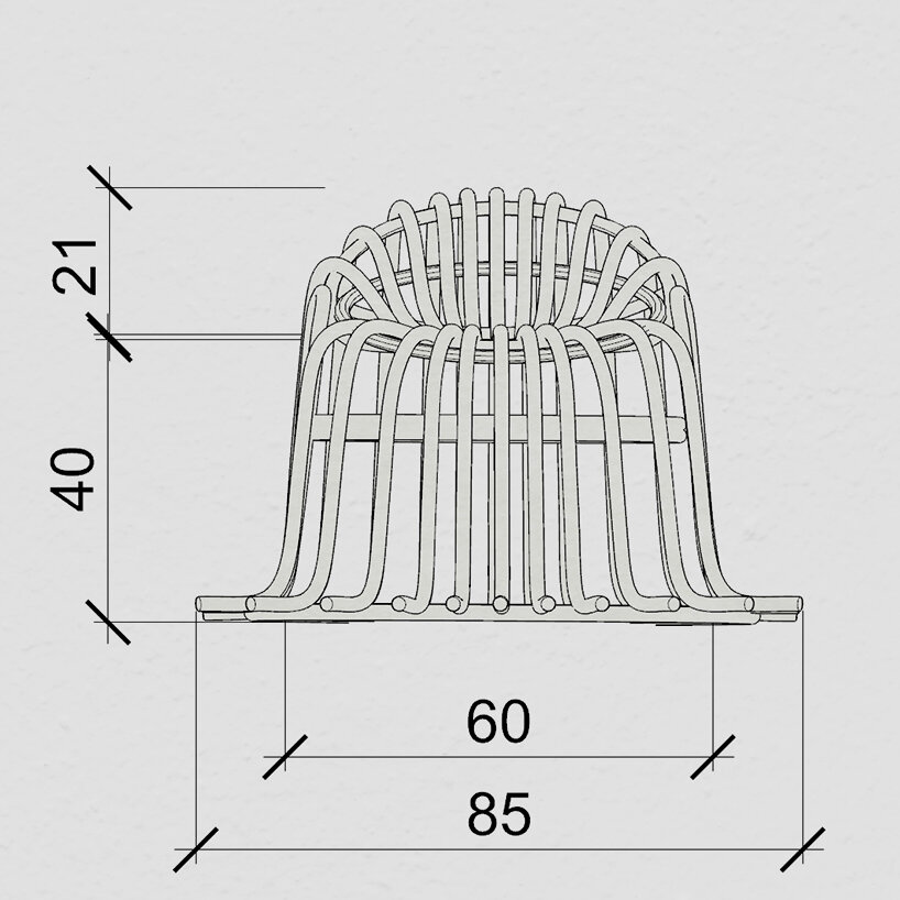 front elevation of the chair