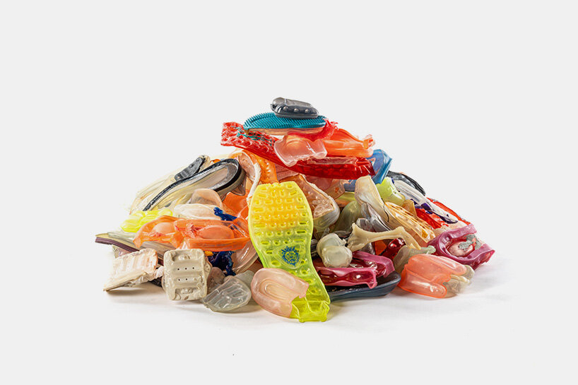 these shoes, composed of synthetic materials like nylon, polyester, and rubber, decompose slowly