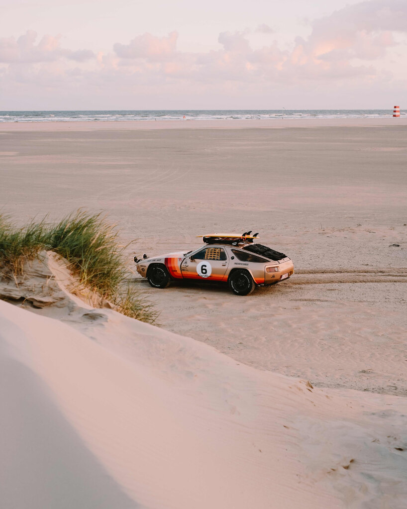view of the car on the beach