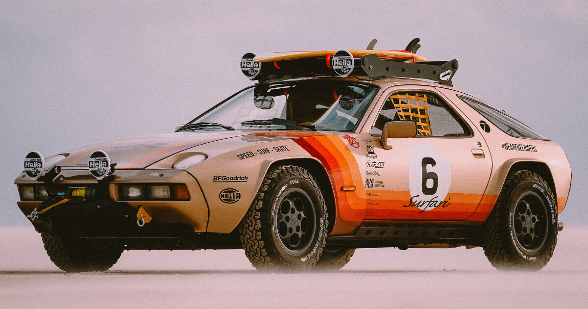 porsche 928 'surfari' car makes a surfer-inspired beach debut at
