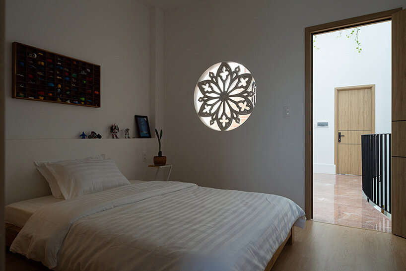 cement relief sculptures add an artistic touch to the facade