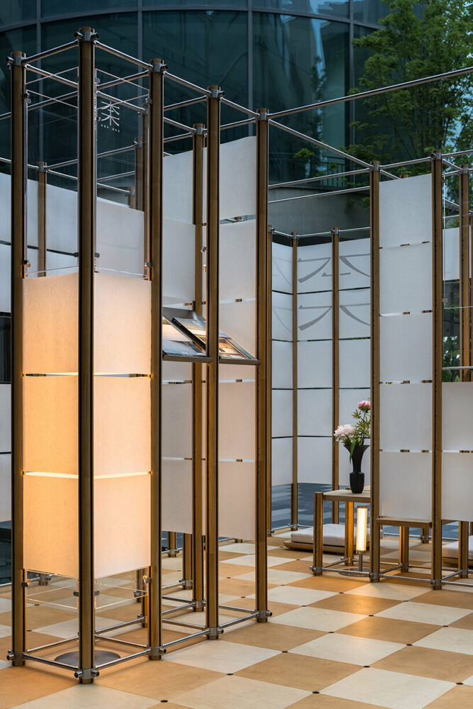 incorporating a specially developed lighting system, the wood blends with the metal