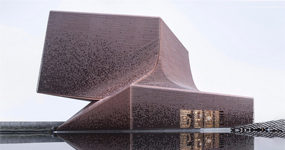 AZL architects wraps twisting jinling art museum in 139,000 bricks