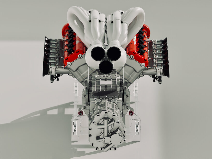 visitors to Monterey Car Week can also see the vehicle’s exhaust pipes, made using 3D printing