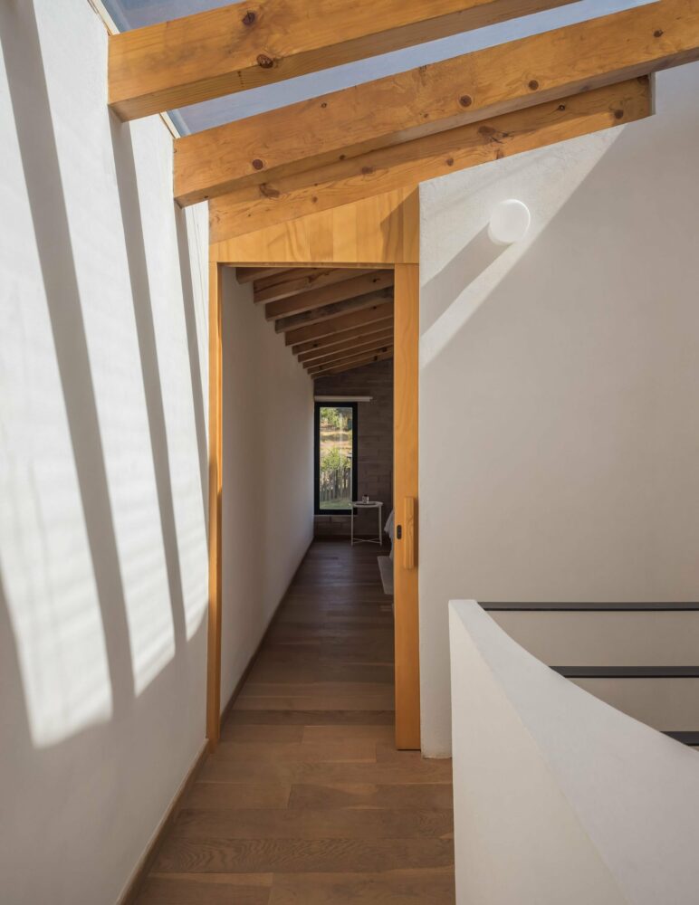 a skylight leads toward the bedrooms
