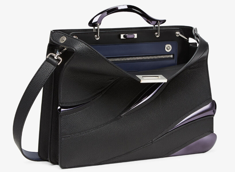 MAD x FENDI Peekaboo ISeeU (medium) in black and dark blue aluminum 