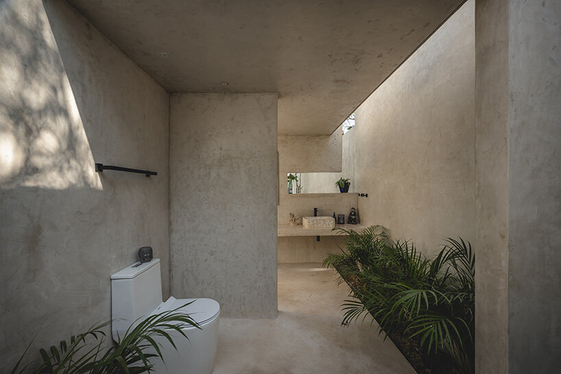 tall concrete walls act as a backdrop for shifting light